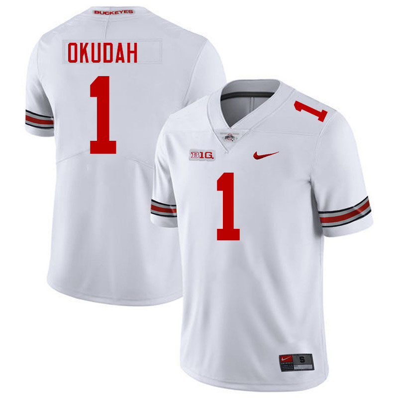 #1 Jeff Okudah Ohio State Buckeyes Jerseys Football Stitched-White